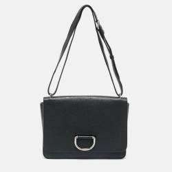 Pre Owned حقيبة كتف بربري جلد سوداء متوسطة بحلقة D