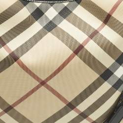 Pre Owned حقيبة هوبو بربري لاركن PVC كاروهات سوبرنوفا أسود / بيج وجلد لامع