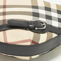 Pre Owned حقيبة هوبو بربري لاركن PVC كاروهات سوبرنوفا أسود / بيج وجلد لامع