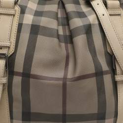 Pre Owned Burberry Northfield Beige/Off-White Smoke Check Coated Canvas and Leather Tote