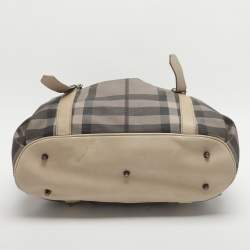 Pre Owned Burberry Northfield Beige/Off-White Smoke Check Coated Canvas and Leather Tote