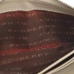 Pre Owned Burberry Beige Smoke Checked PVC and Leather Zip Around Wallet