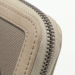 Pre Owned Burberry Beige Smoke Checked PVC and Leather Zip Around Wallet