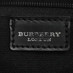 Pre Owned Burberry Beige/Black Leather and House Checked PVC Shoulder Bag