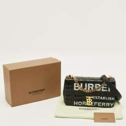 مملوكة مسبقًا Burberry Lola Small Black/White Logo Print Coated Canvas Shoulder Bag