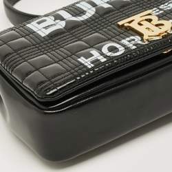 مملوكة مسبقًا Burberry Lola Small Black/White Logo Print Coated Canvas Shoulder Bag