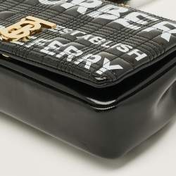مملوكة مسبقًا Burberry Lola Small Black/White Logo Print Coated Canvas Shoulder Bag