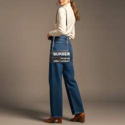 مملوكة مسبقًا Burberry Lola Small Black/White Logo Print Coated Canvas Shoulder Bag