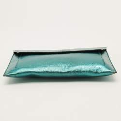 Pre Owned حقيبة كلتش بربري جلد معدني أخضر مغلف