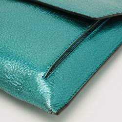 Pre Owned حقيبة كلتش بربري جلد معدني أخضر مغلف