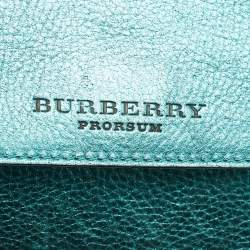 Pre Owned حقيبة كلتش بربري جلد معدني أخضر مغلف