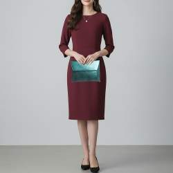 Pre Owned حقيبة كلتش بربري جلد معدني أخضر مغلف