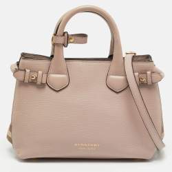 مملوكة مسبقًا Burberry Banner Small Pink/Beige House Check Fabric and Leather Tote