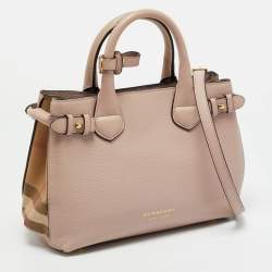 مملوكة مسبقًا Burberry Banner Small Pink/Beige House Check Fabric and Leather Tote