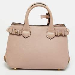 مملوكة مسبقًا Burberry Banner Small Pink/Beige House Check Fabric and Leather Tote