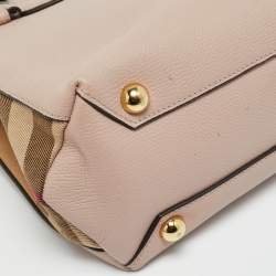 مملوكة مسبقًا Burberry Banner Small Pink/Beige House Check Fabric and Leather Tote