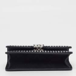Pre Owned Burberry TB Mini Crystal Embellished Black Suede Shoulder Bag