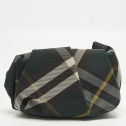 Pre Owned Burberry Rose Ruched Multicolor Checkered Nylon Clutch