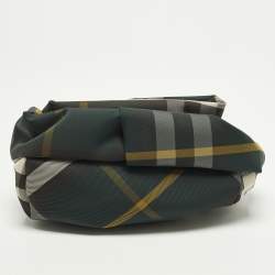 Pre Owned Burberry Rose Ruched Multicolor Checkered Nylon Clutch