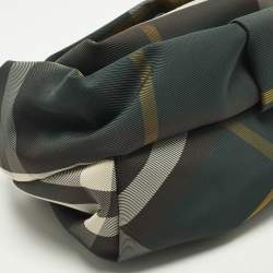 Pre Owned Burberry Rose Ruched Multicolor Checkered Nylon Clutch