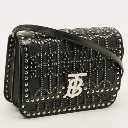 Pre Owned Burberry TB Studded Ramadan Exclusive Small Black Leather Shoulder Bag