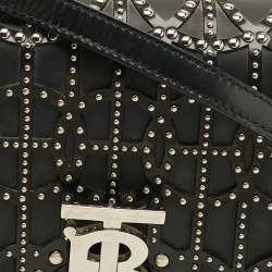 Pre Owned Burberry TB Studded Ramadan Exclusive Small Black Leather Shoulder Bag