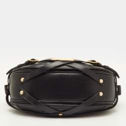 Pre Owned Burberry Dutton Black Leather Buckle Detail Crossbody Bag