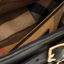 Pre Owned Burberry Dutton Black Leather Buckle Detail Crossbody Bag