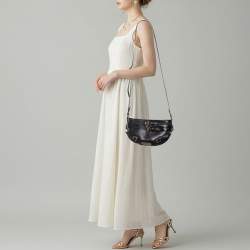 Pre Owned Burberry Dutton Black Leather Buckle Detail Crossbody Bag