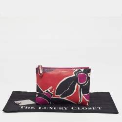 Pre Owned Burberry Multicolor Printed Leather Flat Pouch