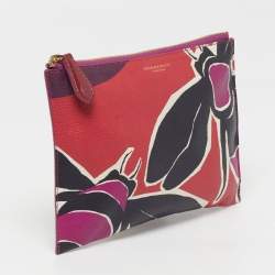 Pre Owned Burberry Multicolor Printed Leather Flat Pouch