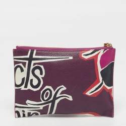 Pre Owned Burberry Multicolor Printed Leather Flat Pouch