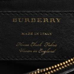 Pre Owned حقيبة يد توتس بربري بانر جلد أزرق بحري/بيج متوسط وكاتنس كانفاس تشيك المنزل