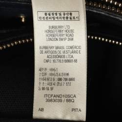 Pre Owned حقيبة يد توتس بربري بانر جلد أزرق بحري/بيج متوسط وكاتنس كانفاس تشيك المنزل