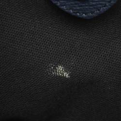 Pre Owned حقيبة يد توتس بربري بانر جلد أزرق بحري/بيج متوسط وكاتنس كانفاس تشيك المنزل