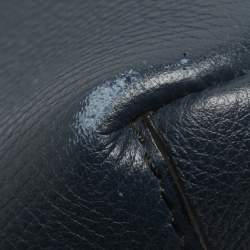 Pre Owned حقيبة يد توتس بربري بانر جلد أزرق بحري/بيج متوسط وكاتنس كانفاس تشيك المنزل