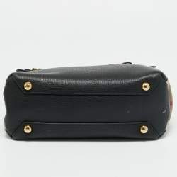 Pre Owned Burberry Banner Small Black/Beige House Check Fabric and Leather Tote