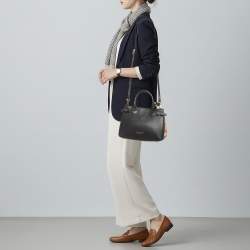 Pre Owned Burberry Banner Small Black/Beige House Check Fabric and Leather Tote