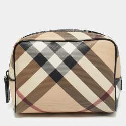 Pre Owned Burberry Beige Nova Check PVC Pouch