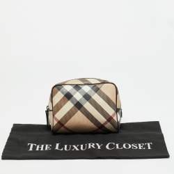 Pre Owned Burberry Beige Nova Check PVC Pouch