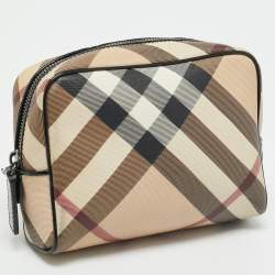 Pre Owned Burberry Beige Nova Check PVC Pouch
