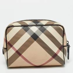Pre Owned Burberry Beige Nova Check PVC Pouch