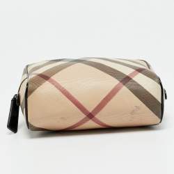 Pre Owned Burberry Beige Nova Check PVC Pouch
