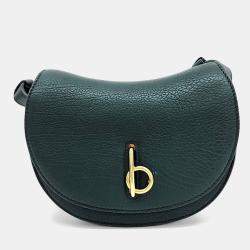 Pre Owned Burberry Green Leather Mini Locking Horsebag