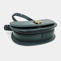 Pre Owned Burberry Green Leather Mini Locking Horsebag