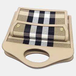 Pre Owned Burberry Multicolor Canvas and Leather Pocket Bag Mini