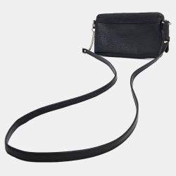 Pre Owned Burberry Black Leather Mini Crossbody Bag
