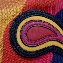 Pre Owned Burberry Multicolor Canvas Tassel Susanna Mini Hobo Bag