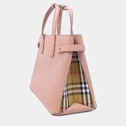 Pre Owned Burberry Pink Leather Banner Bag Medium
