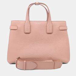 Pre Owned Burberry Pink Leather Banner Bag Medium